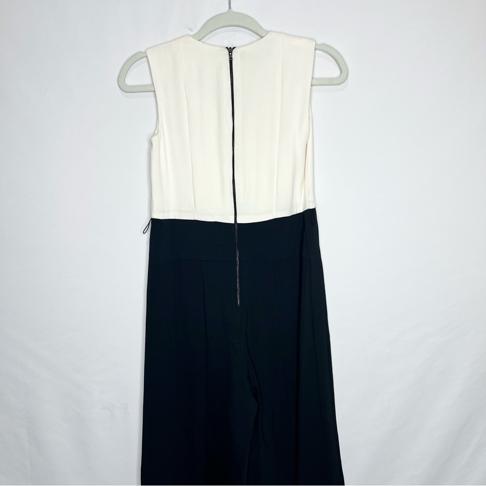 Narciso Rodriguez Silk & Scuba Two Toned Sleeveless Wide Leg Jumpsuit - Picture 5 of 5